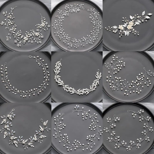 Handmade Silver Pearl Hair Bands for Weddings