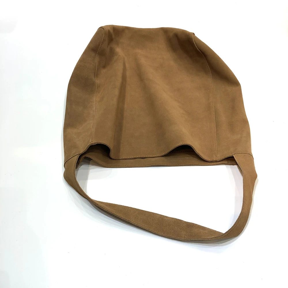 High-Quality Suede Leather Bucket Tote Bag