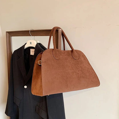 Luxury Suede Leather Crossbody Tote Bag