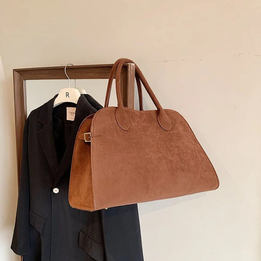 Luxury Suede Leather Crossbody Tote Bag