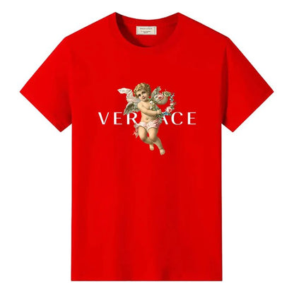 Men's Vintage Cotton T-Shirt with Angel Print