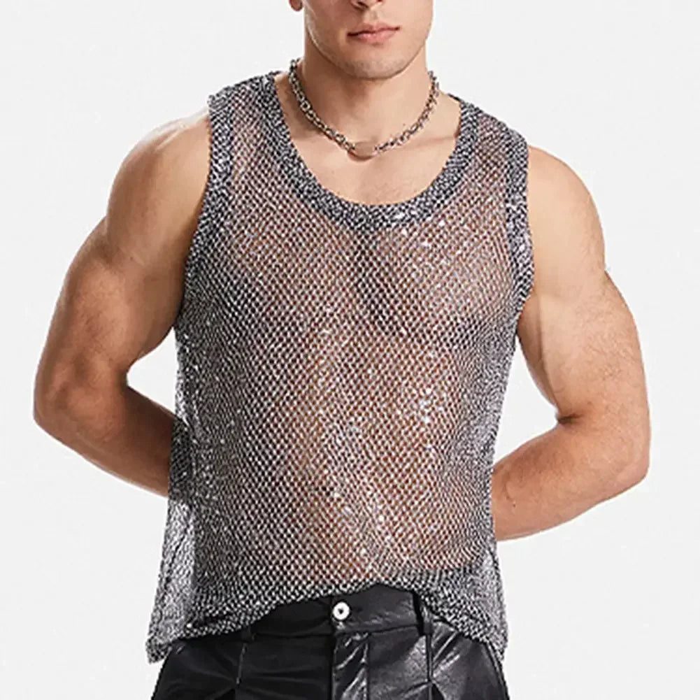 Men's Sexy Mesh Tank Top for Parties