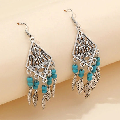 Boho Antique Silver Dangle Earrings for Women