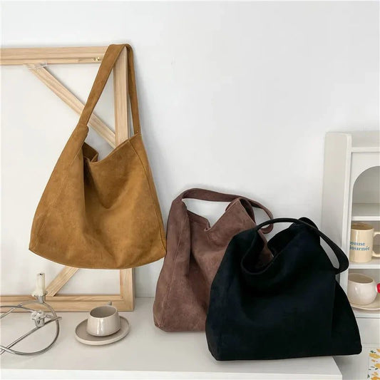 Large Capacity Faux Suede Tote Bag 2024