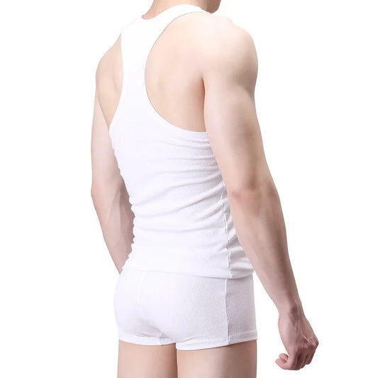 Men's Ribbed Cotton Tank Top - Slim Fit