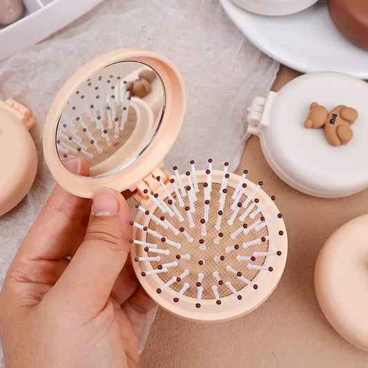 Portable Mini Pocket Mirror Hair Brush