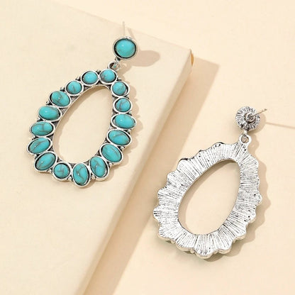 Trendy Vintage Western Bohemian Turquoise Dangle Earrings