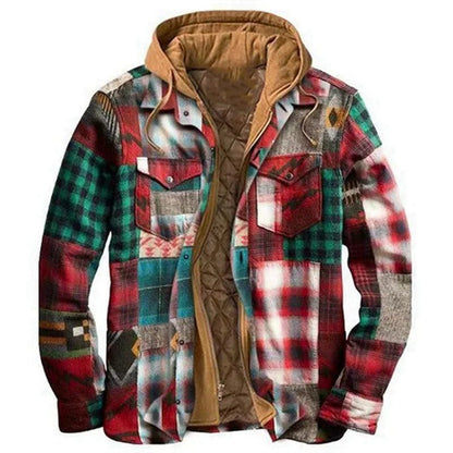 Men's Flannel Shirt Jacket with Hooded Warmth