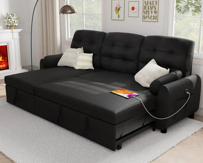 87” Sleeper Sectional Sofa with Storage