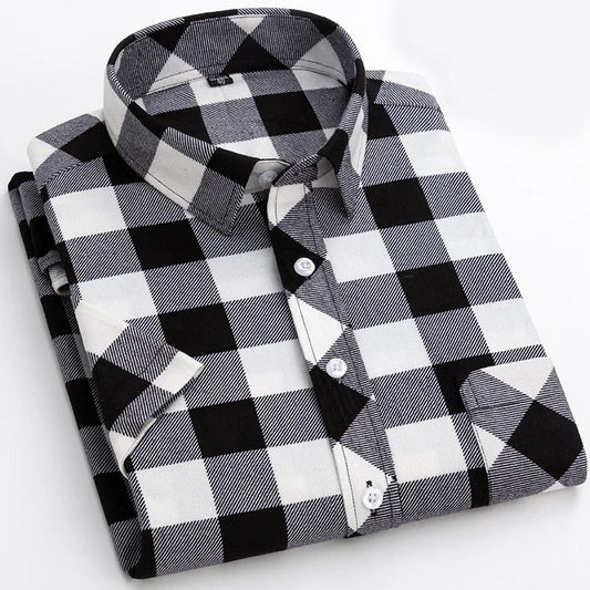 Men's Short Sleeve Plaid Flannel Shirt