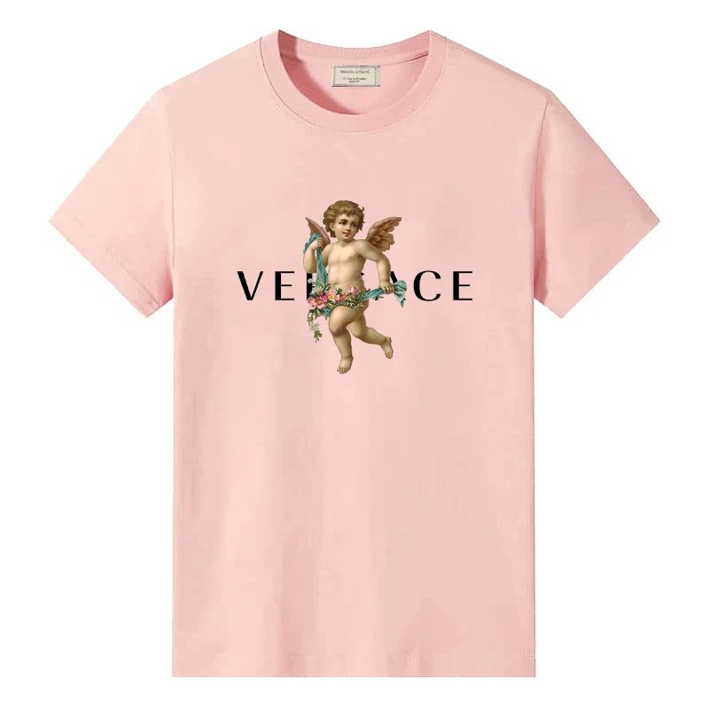 Men's Vintage Cotton T-Shirt with Angel Print