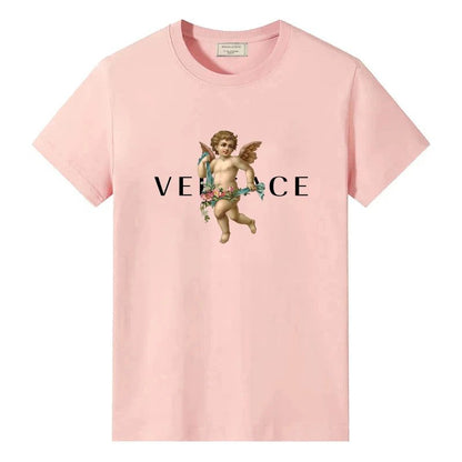 Men's Vintage Cotton T-Shirt with Angel Print