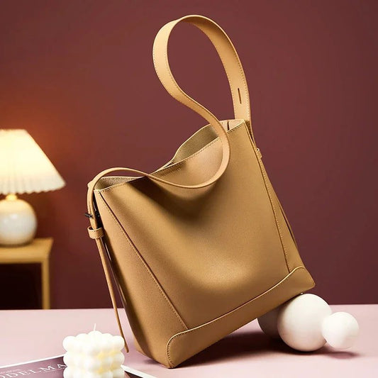 Vintage Leather Bucket Crossbody Handbags for Women