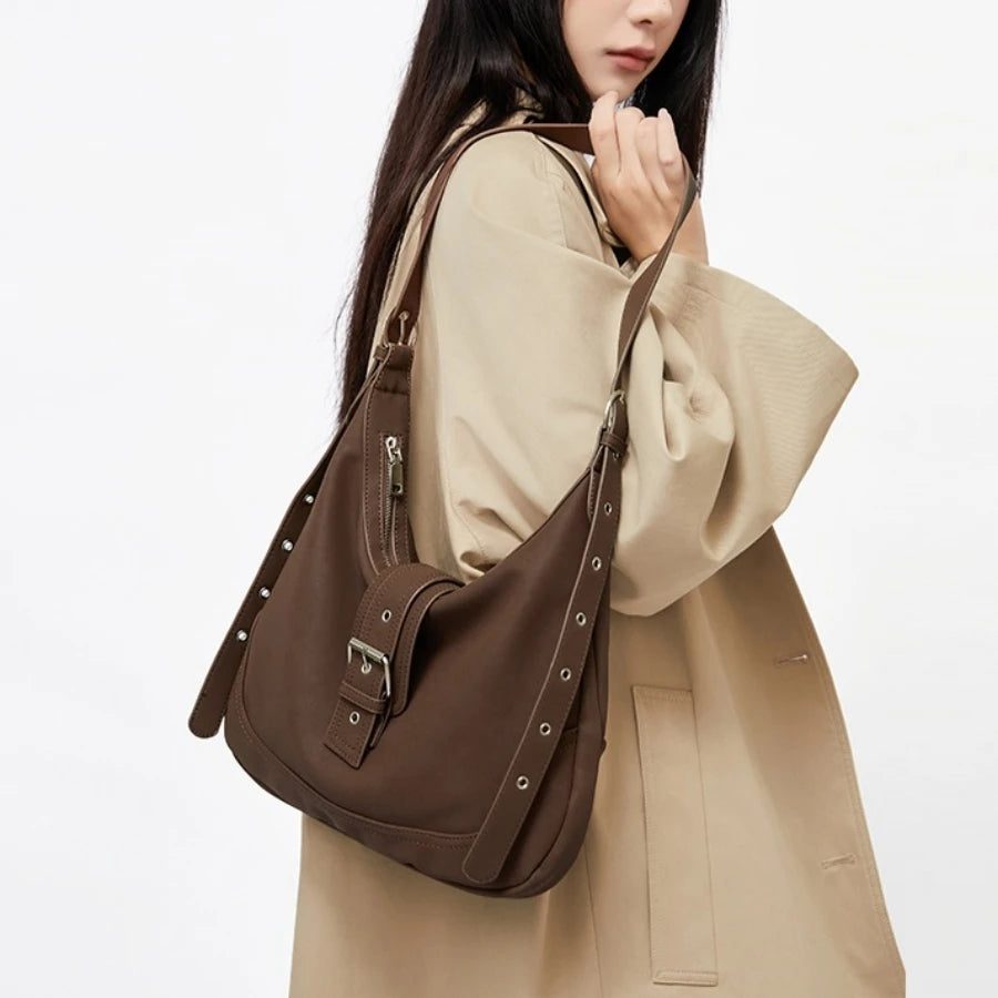 Vintage Suede Shoulder Bag for Women