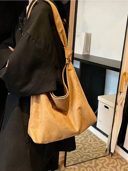 2024 Vintage Brown Suede Shoulder Tote Bag