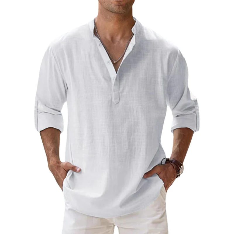 Men's Breathable Linen Long Sleeve Casual Shirt