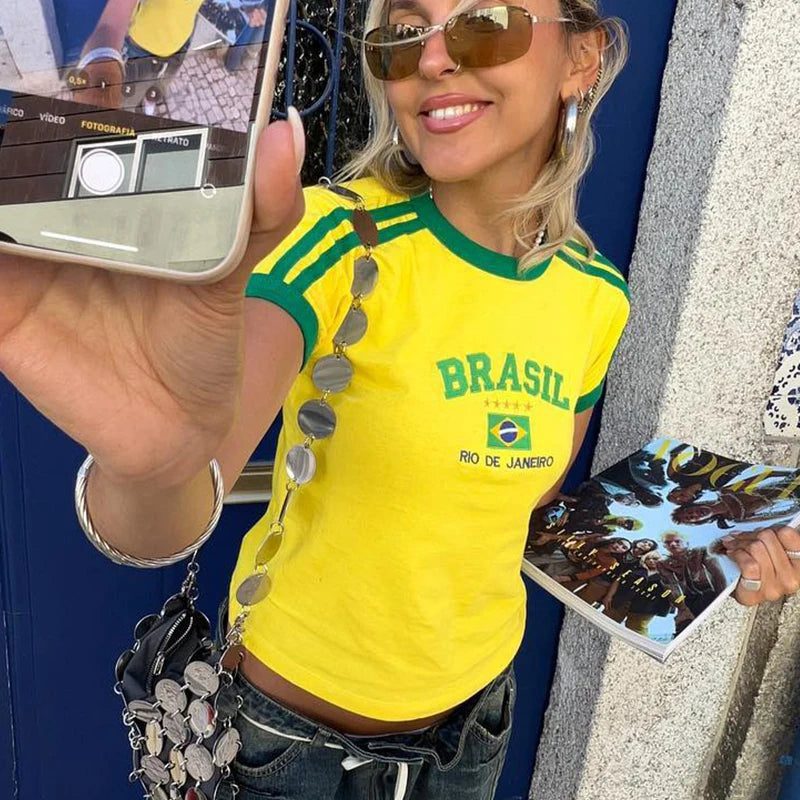 2023 Women's Cropped T-Shirt: Brazil 90's Style
