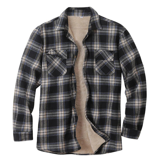 Men's Thick Quilted Flannel Shirt Jacket
