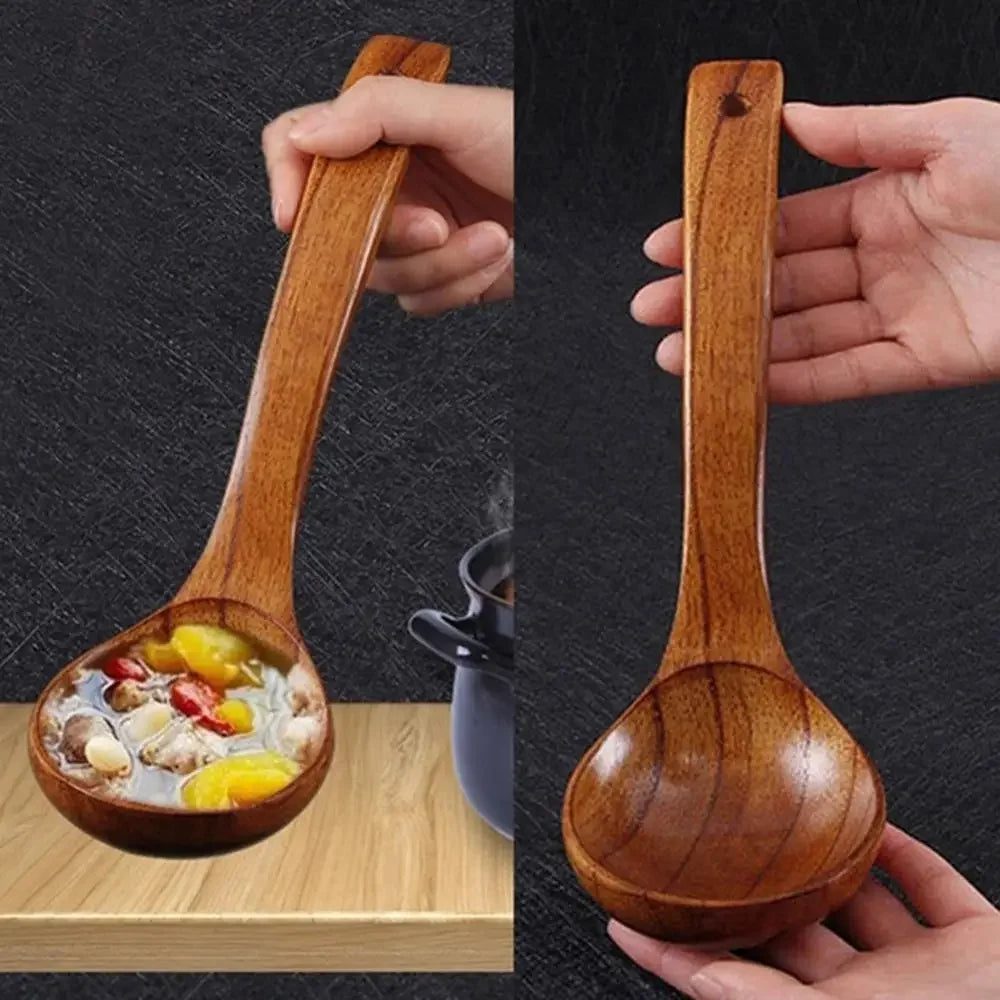 Elegant Wooden Soup Spoons with Long Handle
