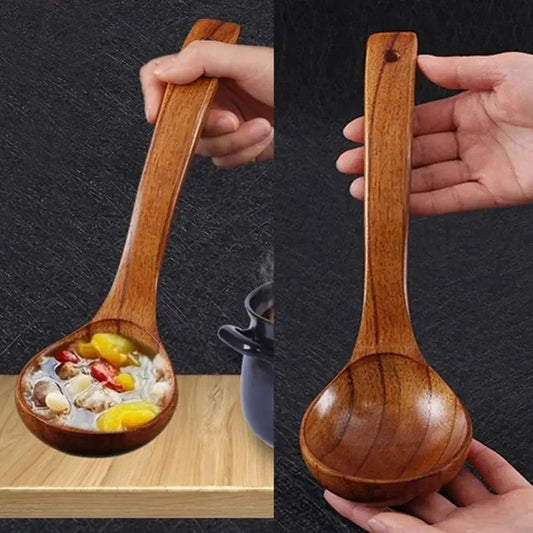 Elegant Wooden Soup Spoons with Long Handle