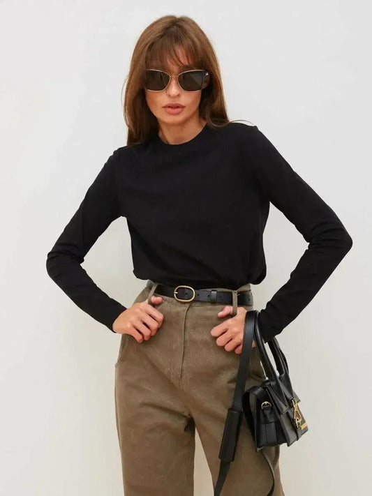 Trendy Long Sleeve Cotton T-Shirts for Women