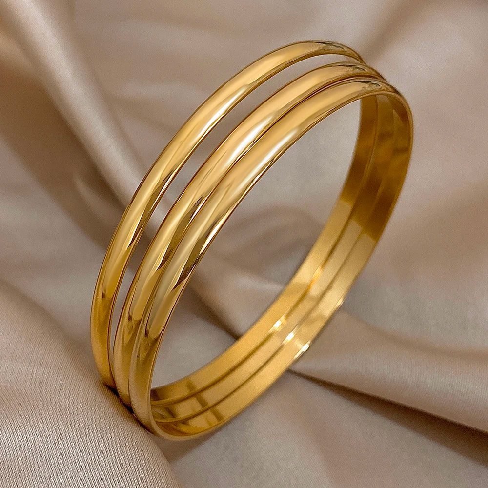 3pcs Waterproof Gold Plated Bangle Bracelets