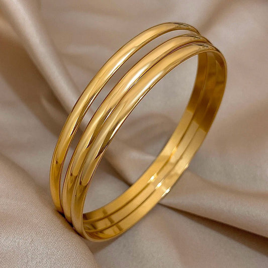 3pcs Waterproof Gold Plated Bangle Bracelets
