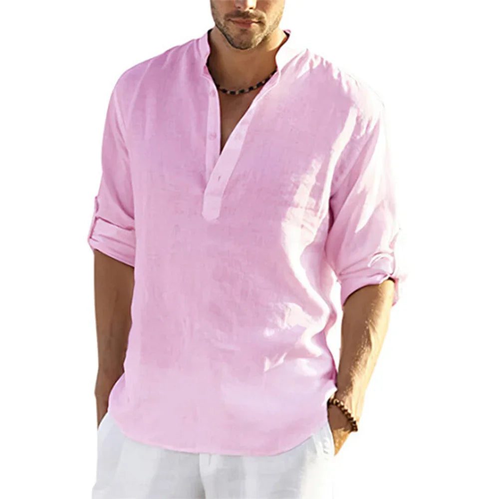 Men's Breathable Linen Long Sleeve Casual Shirt