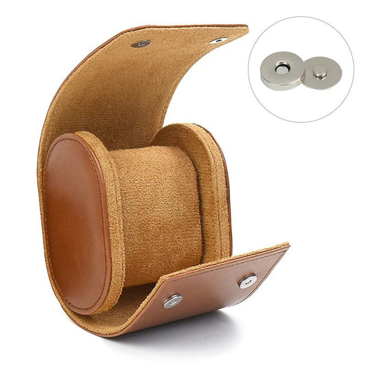 Portable Leather Watch Case for Travel Storage