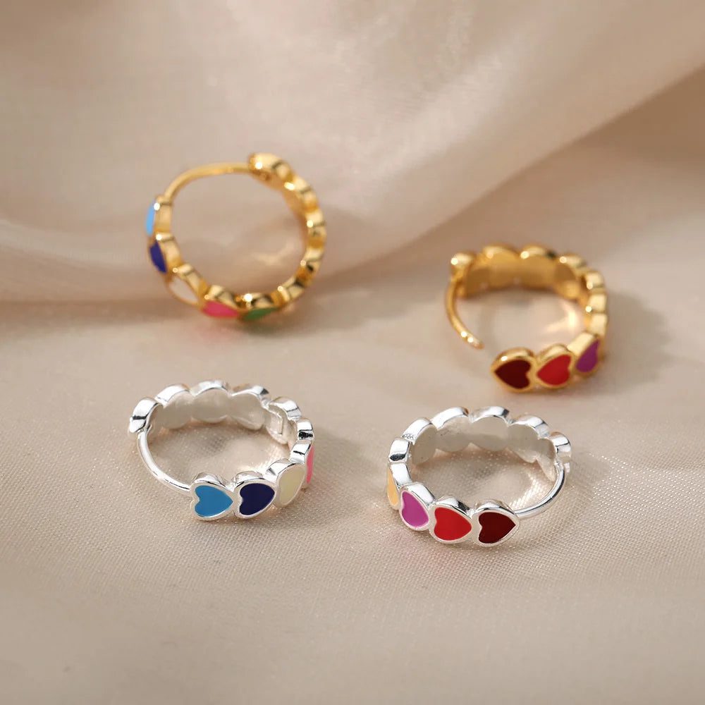 Waterproof Gold Heart Earrings for Women