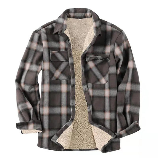 Men's Thick Quilted Flannel Shirt Jacket