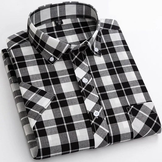 Men's Short Sleeve Plaid Flannel Shirt