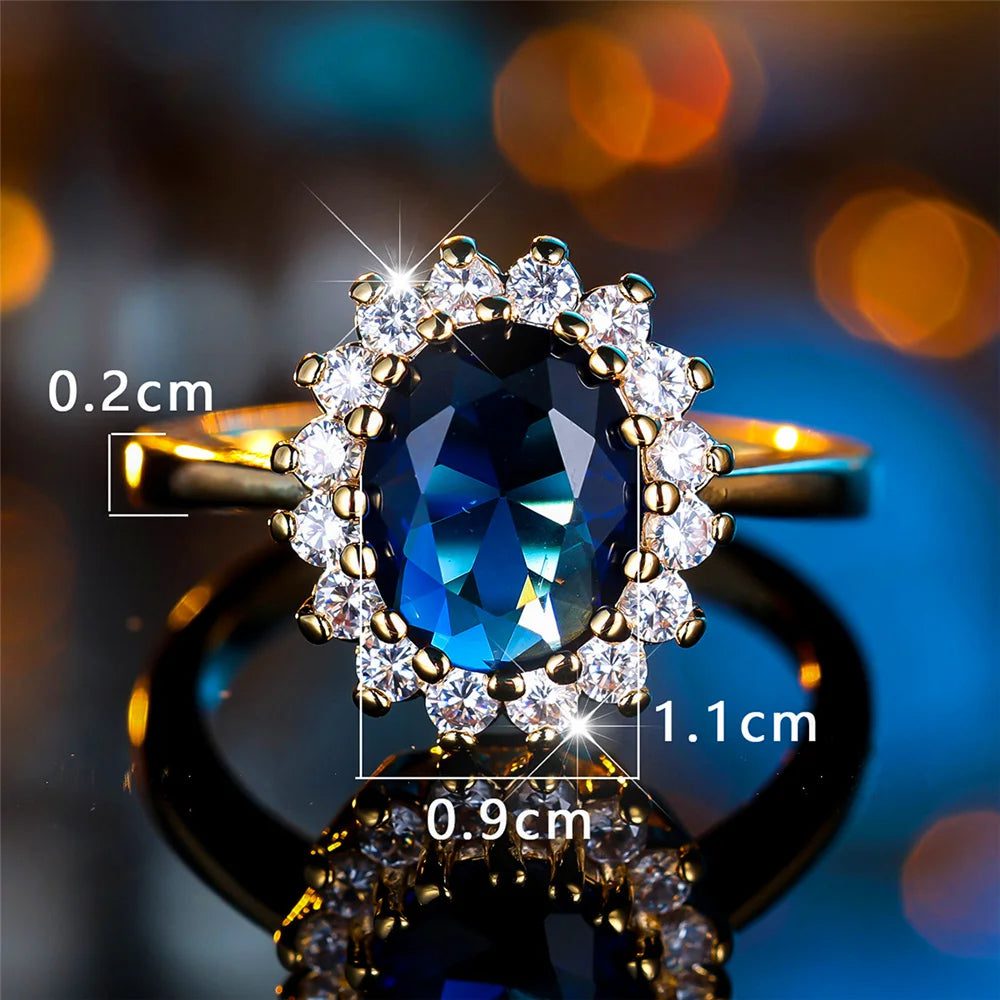 Vintage Blue Zircon Engagement Ring for Women