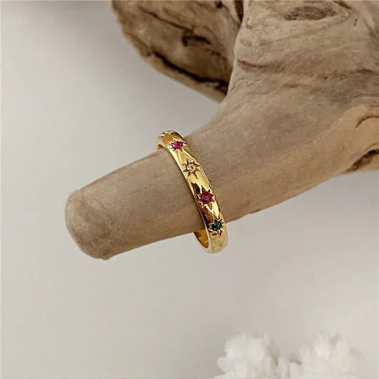 Waterproof Rainbow Zircon Stone Rings for Women