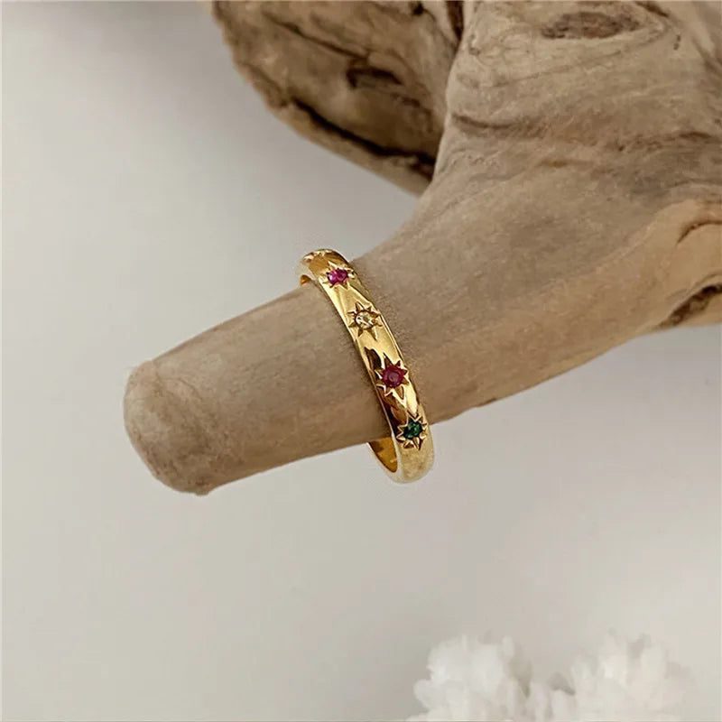 Waterproof Rainbow Zircon Stone Rings for Women