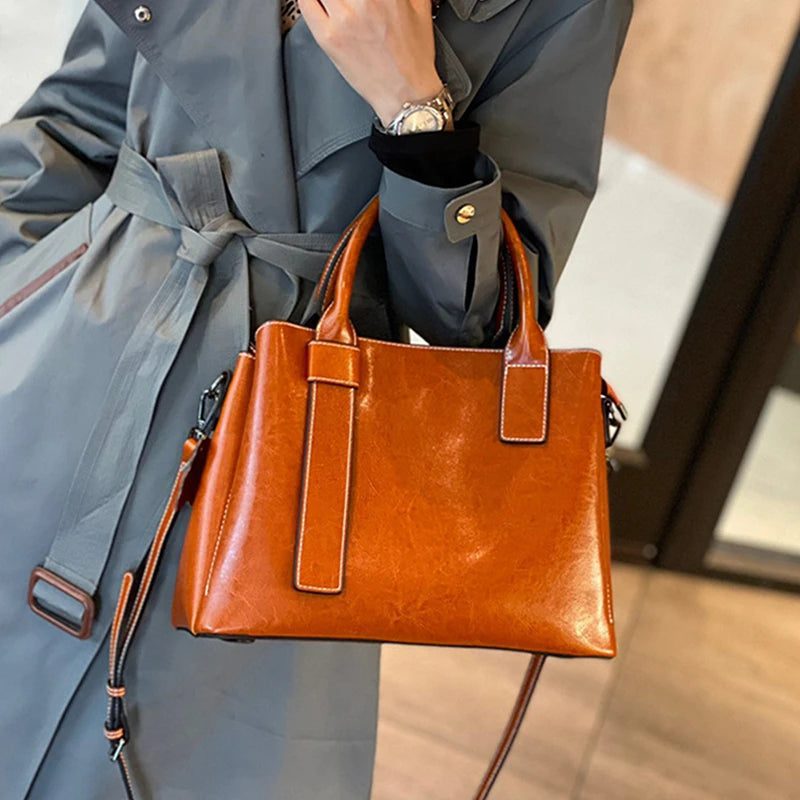 2024 Trendy Vintage Leather Tote Handbags