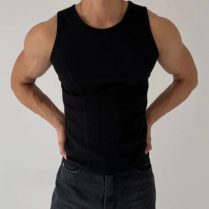 Men's Ribbed Sleeveless Stripe Tank Top