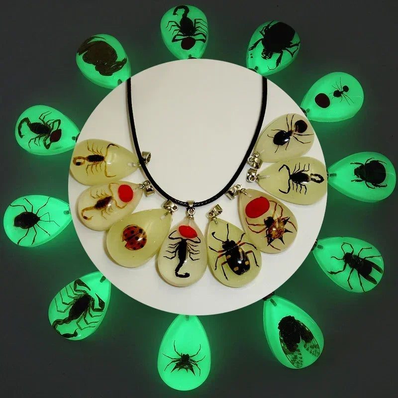 Glow in Dark Scorpion Amber Necklace