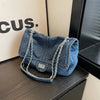 Casual Denim Shoulder Bags with Zipper Compartment