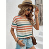 Vintage Striped V-Neck T-Shirt for Women