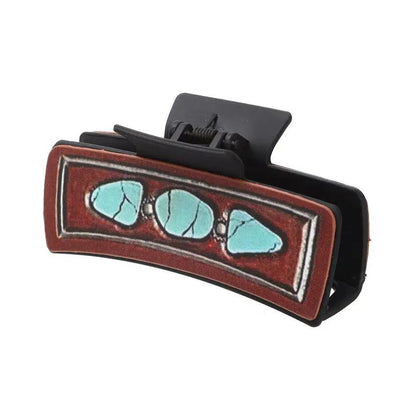 Western Hair Claw Clip with Sunflowers Cactus