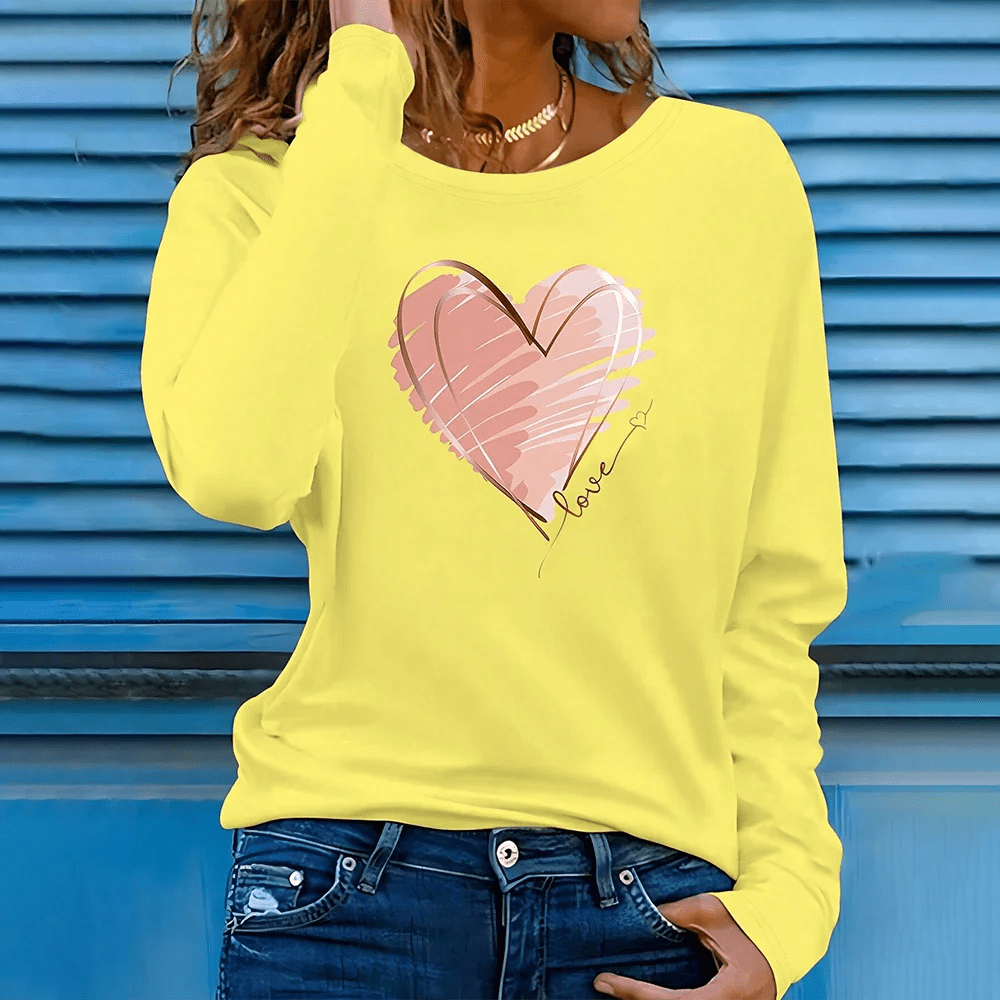 Trendy Oversized Heart Print Cotton T-Shirts