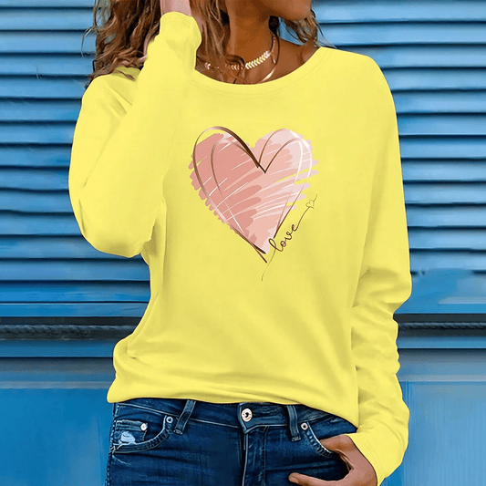 Trendy Oversized Heart Print Cotton T-Shirts