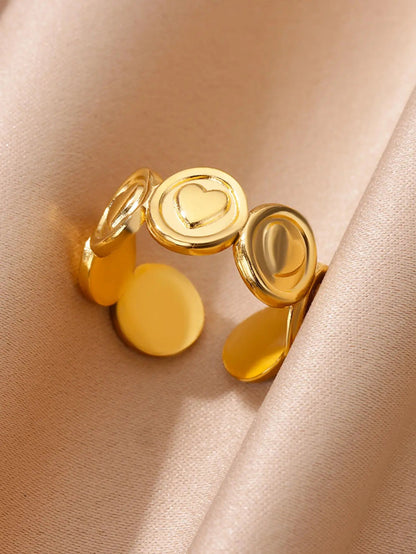 Vintage Gold Adjustable Stainless Steel Rings