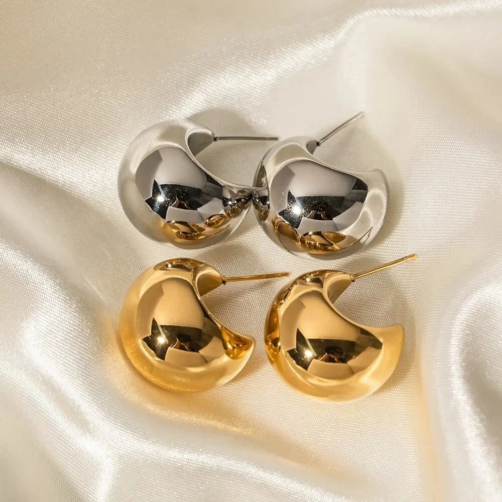 18K Gold Plated Chunky Hoop Earrings