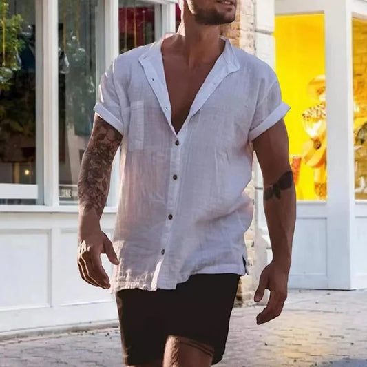 Men's Plus Size Cotton Linen Summer Shirts