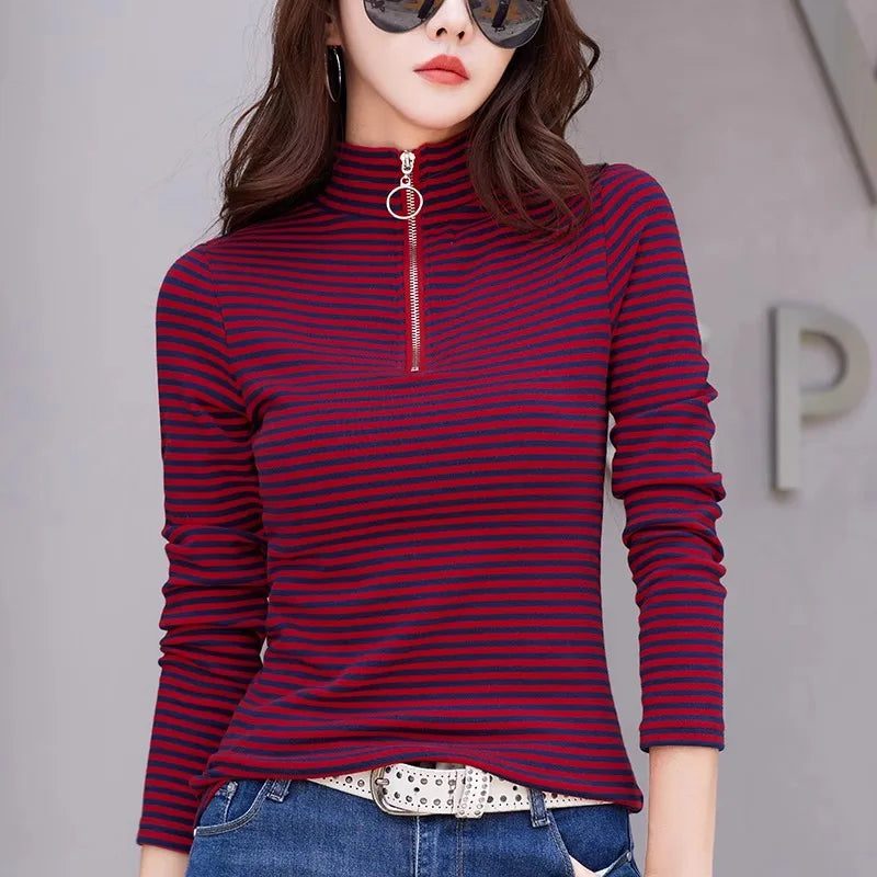 High-Quality Women's Striped Long Sleeve T-Shirt