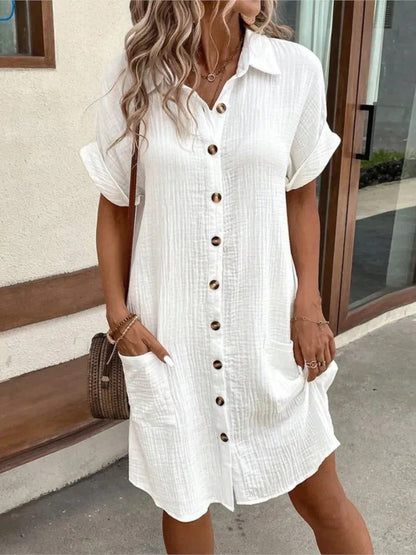 Elegant Summer Short Sleeve Women Dress Shirts