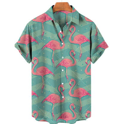 Men's Hawaiian Duck Print Short Sleeve Shirt