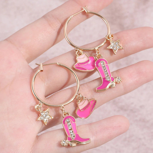 Western Cowboy Hat Boot Earrings for Women